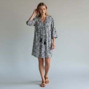 🌻Mudpie Black & White Palm Leaf Dress or Beach Coverup Size L